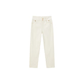 Women's Beige High Waist Tapered Jeans